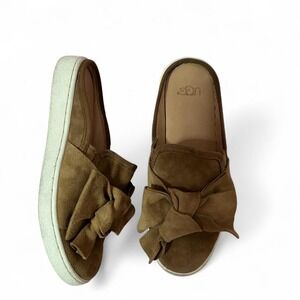 UGG Sammy Bow Mules Chestnut Suede Slip On Platform Sneakers 1092515 Brown 5